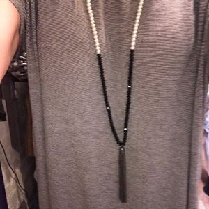 (2/$10)Long pearl and glass necklace